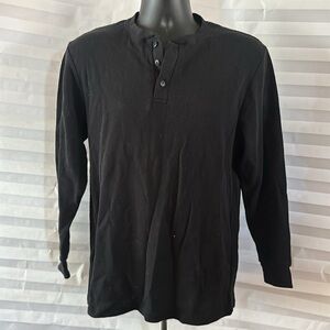 Galaxy by Harvic Men's Black Thermal Long Sleeve Henley Shirt Size Large Warm
